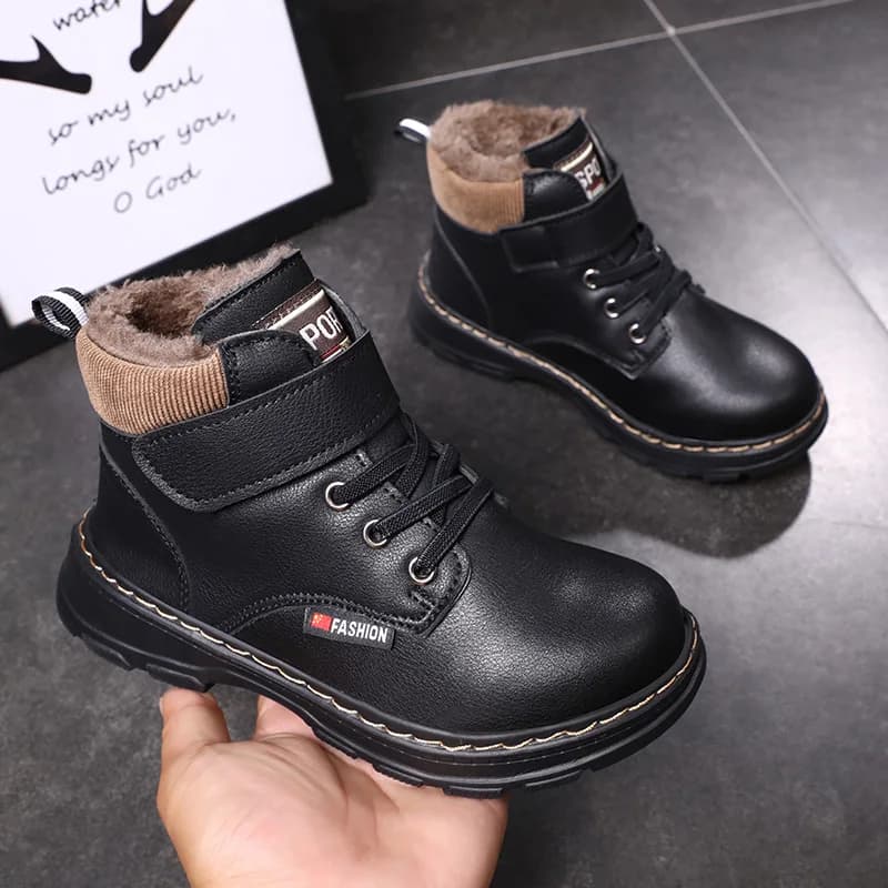 Botas de nieve para niños, zapatos cálidos antideslizantes para niños y niñas, botas de marca cómodas, botas de felpa para bebés, zapatillas de