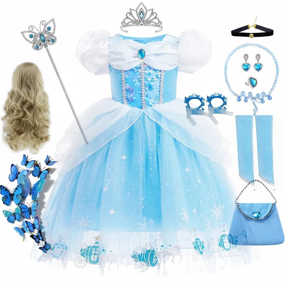 Vestido de Cenicienta para niños, fiesta de Halloween, disfraz de princesa para niñas, disfraz de carnaval, Navidad, ropa elegante para niños