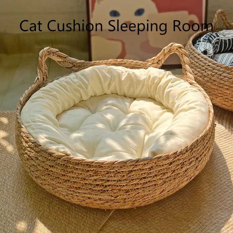 Nido de gato hecho a mano para las cuatro estaciones, almohadilla de calor de temporada, desmontable, lavable, accesorios de suministros para mascotas
