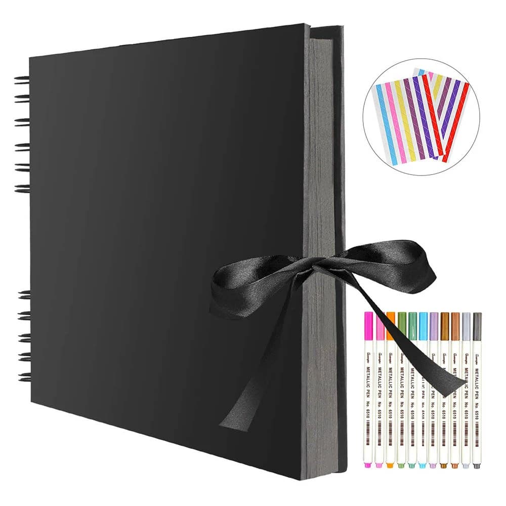 ZK20 80 lados libros de memoria negros DIY álbumes de fotos artesanales cubierta de álbum de recortes álbum Kraft para regalos de aniversario de