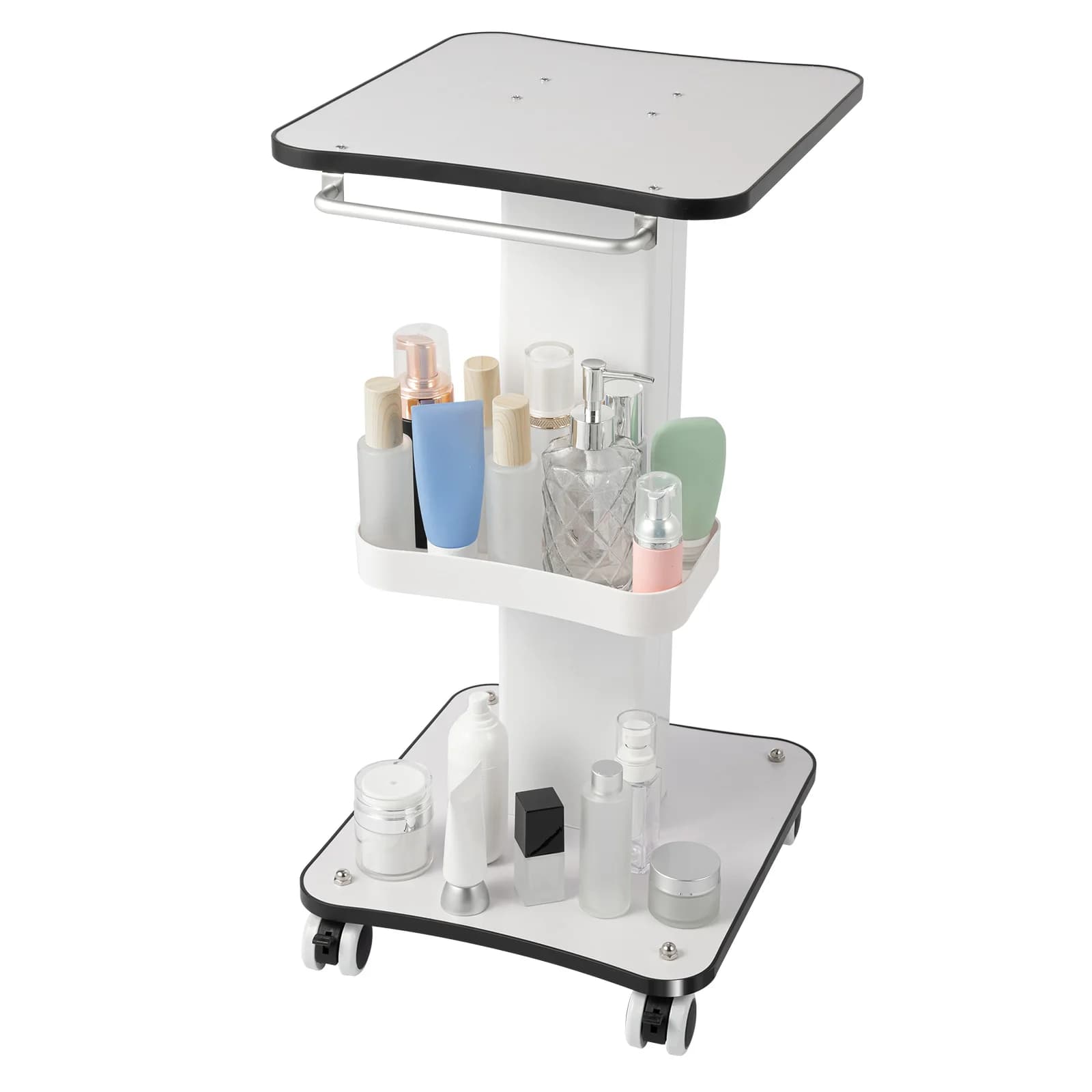 Carro de belleza para salón, capacidad de carga de 33 libras, 4 silenciosos con cerradura 360 °   Ruedas, carrito de belleza multifuncional con
