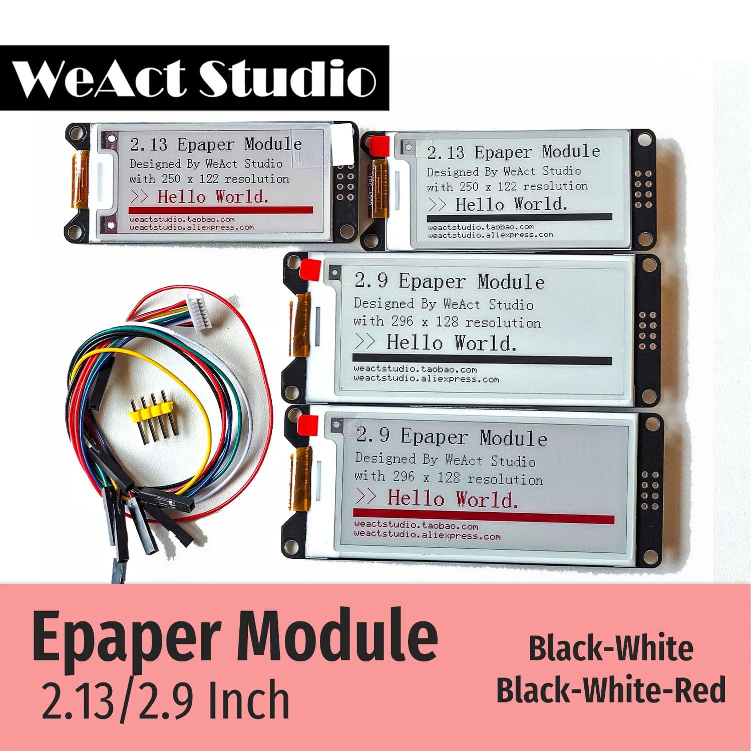 WeAct 2.9 ''2.13" 2.9 2.13 pulgadas Módulo Epaper E-paper E-Ink Pantalla EInk SPI Negro-Blanco Negro-Blanco-Rojo