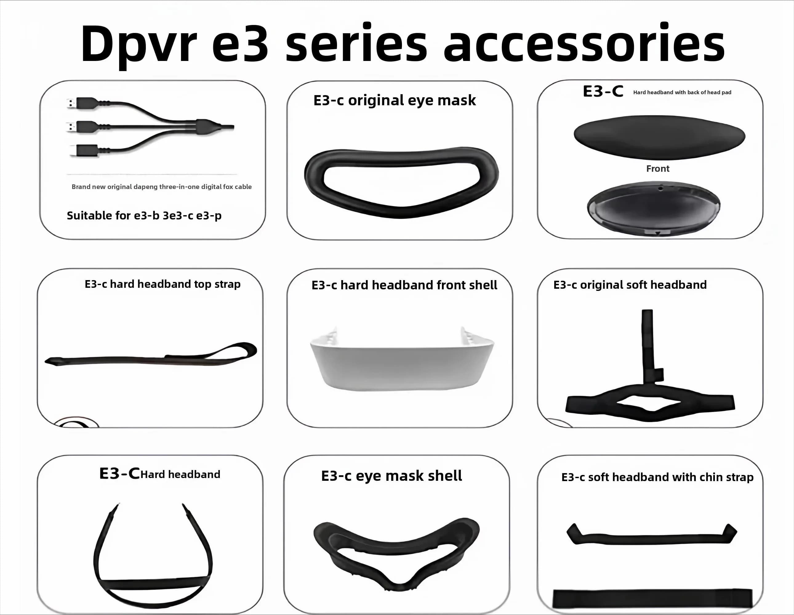 Juego completo original de piezas de repuesto para accesorios de auriculares DPVR E3 VR