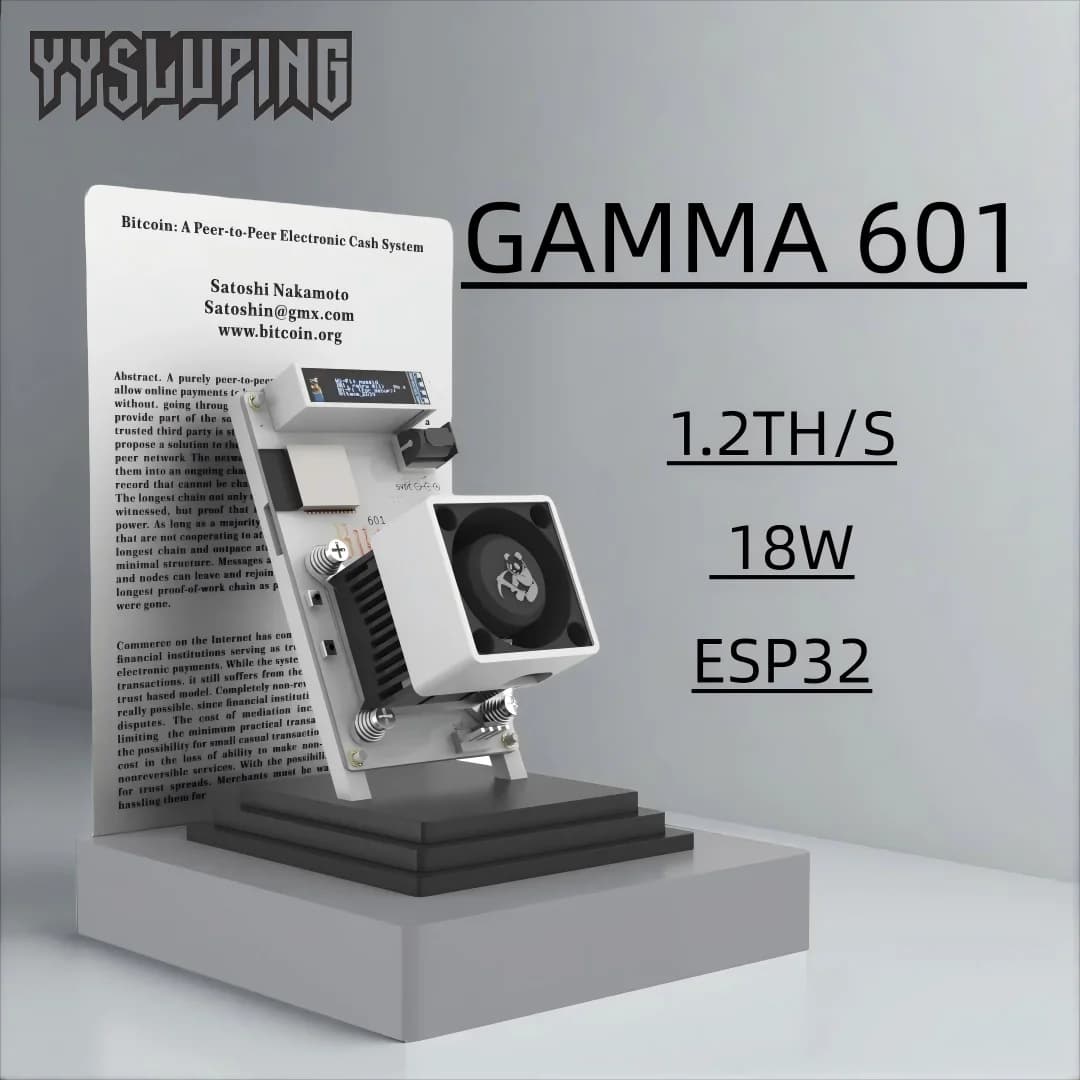 Minero de Bitcoin de Código Abierto Bitaxe Gamma 601 1.5th/s 25W de Última Generación 2026 con Fuente de Alimentación