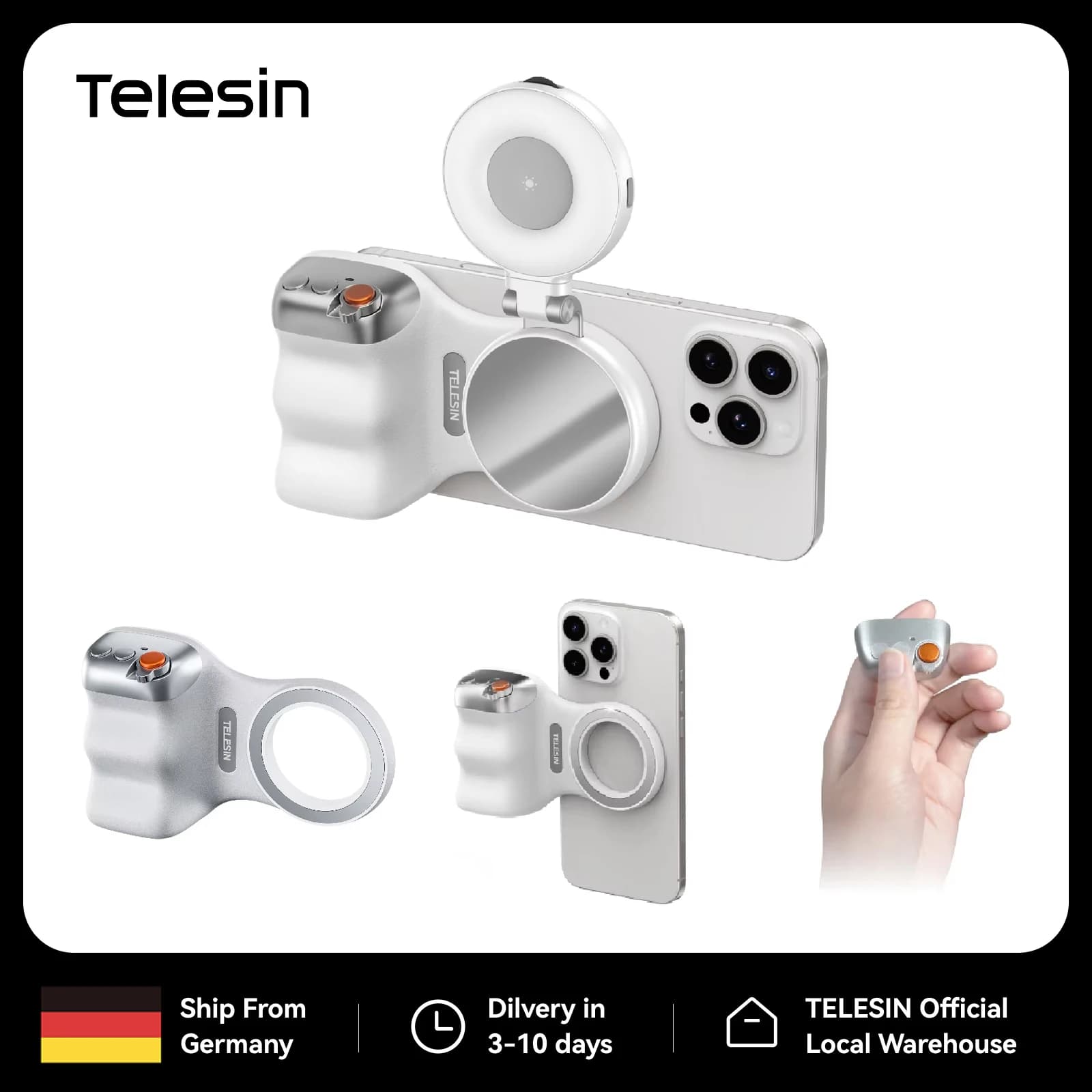 Soporte Magnético TELESIN para Teléfono con Control Remoto, Agarre Universal para Cámara de Celular, Accesorio de Grabación para iPhone y Android