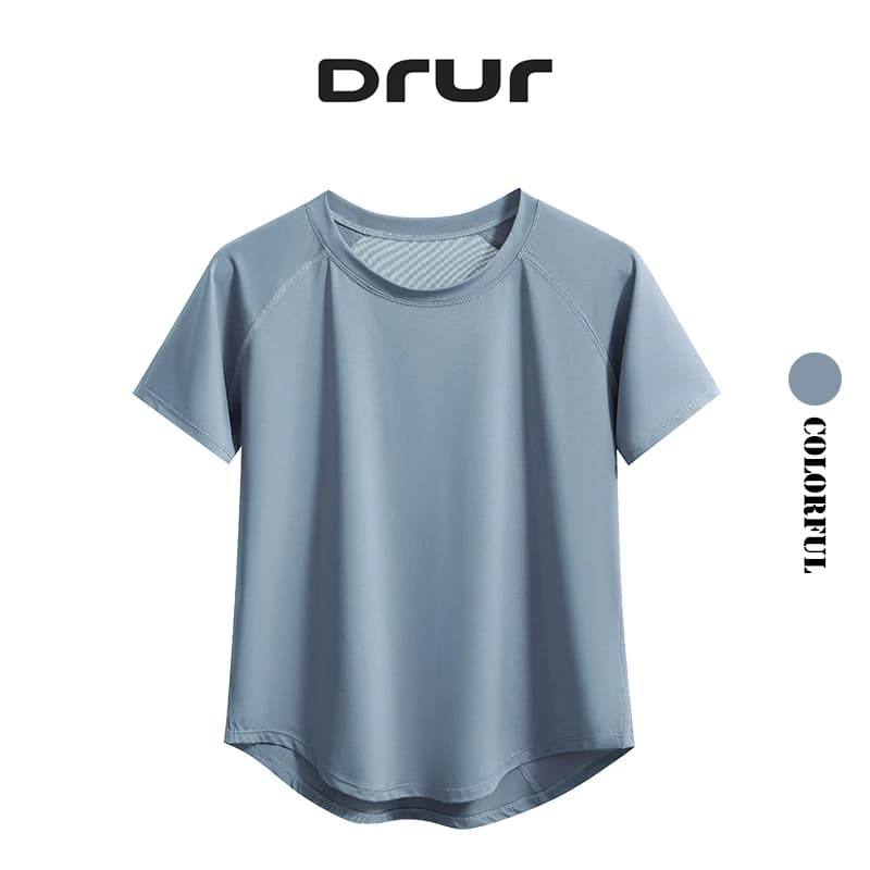 DRUR-Tops de Yoga para mujer, ropa deportiva, camisetas de gimnasio, camiseta de entrenamiento de manga corta transpirable de secado rápido, camiseta