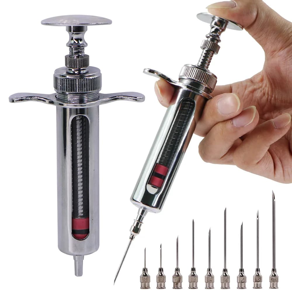 Jeringa de herramienta veterinaria de 10-100ml, dosis ajustable de inyección de vacuna, cabezal de alfiler de acero inoxidable 304, dispensación de