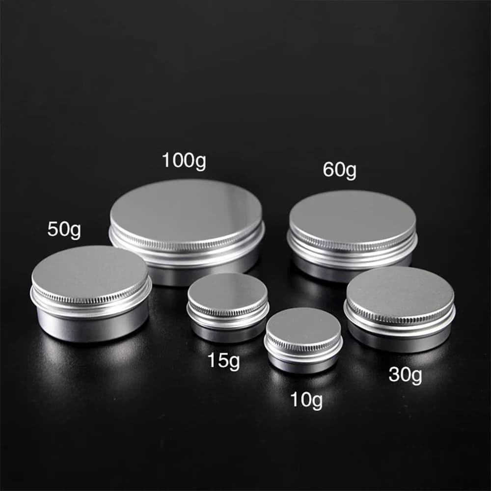 5/10/15/20/30/50/60/80/100/150/200g tapas de caja de aluminio vacías latas plateadas caja redonda de Metal tarro vacío Ceam contenedores cosméticos