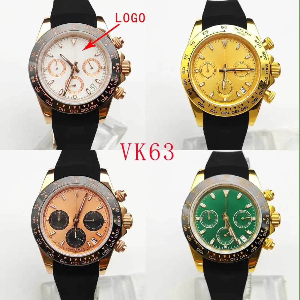 Caja de reloj con logotipo personalizado, esfera de Panda, reloj de cuarzo japonés, caja de movimiento vk63, sincronización electrónica versátil,
