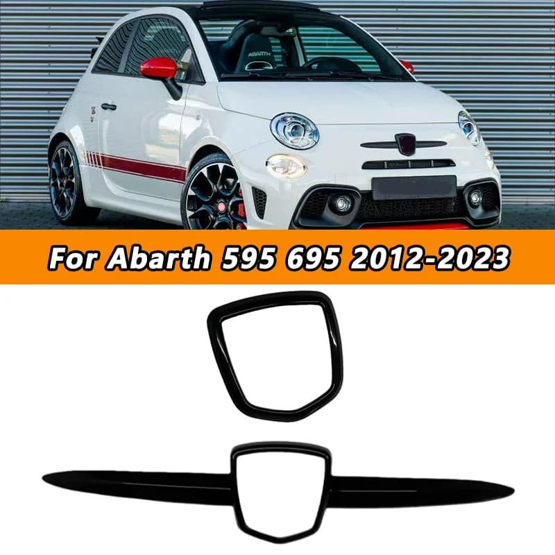 Para Fiat 500 Abarth 595 695 2012 2013 2014 2015 2016 2017 2018 2019 2020 2021-2023 insignia delantera/trasera marco de logotipo de bigotes