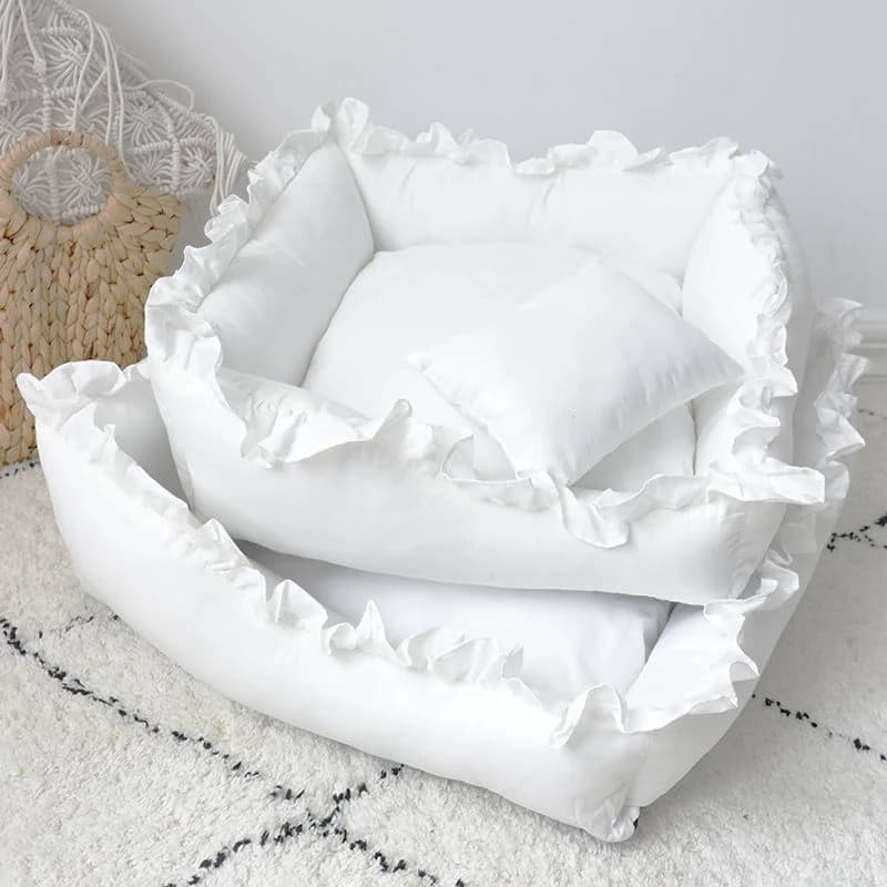 Cama de encaje para perro y gato, Cojín cuadrado para dormir, sofá para gato, nido con almohada lavable, S ~ L