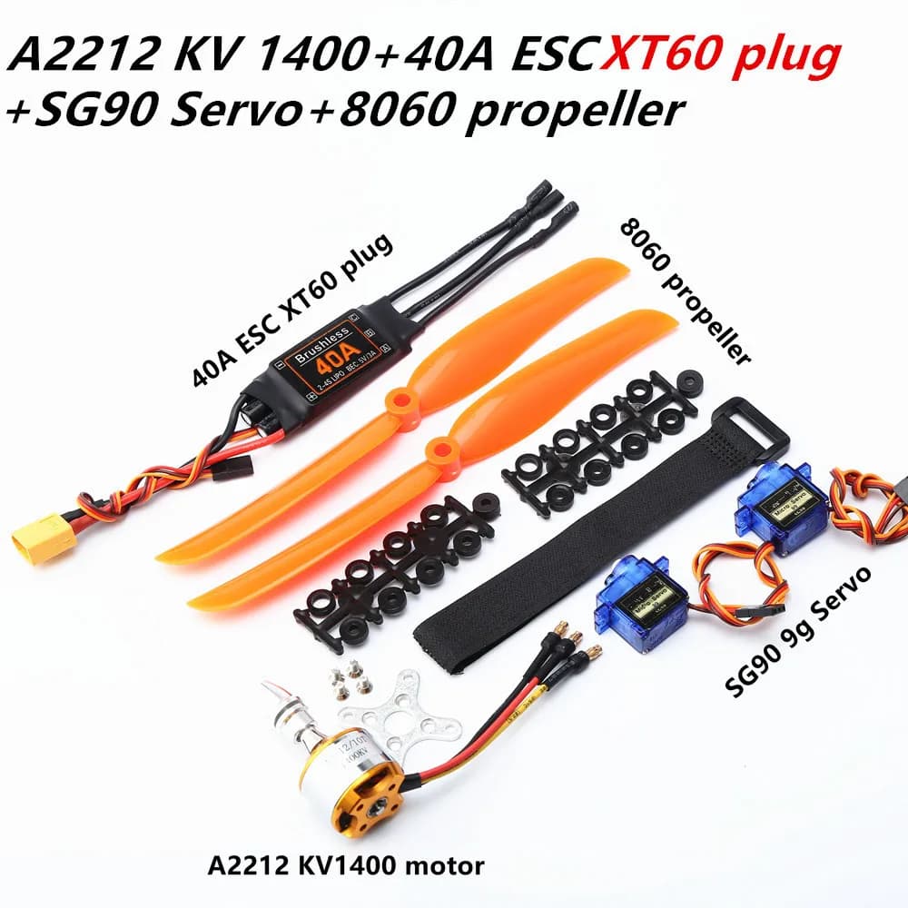 A2212 2212 2200KV 1400KV 1000KV Motor sin escobillas 30A 40A / 40A BLheli ESC SG90 9G Micro Servo para RC avión de ala fija helicóptero