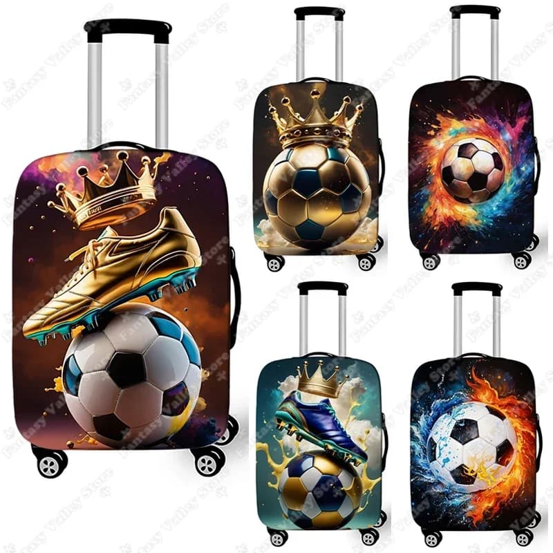 Cool balón de fútbol con cubierta de equipaje de corona para viaje cubierta de carrito elástica cubierta protectora de maleta antipolvo