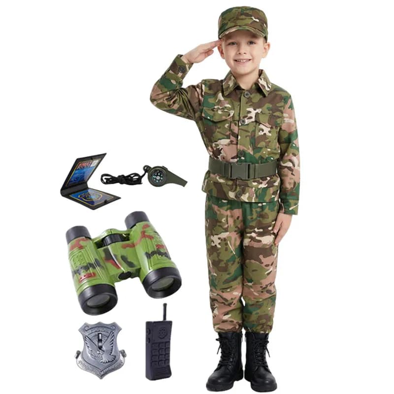 Disfraz de soldado para niños, disfraz del ejército para fiesta infantil, disfraces de camuflaje para niños, conjunto de francotirador de campo de