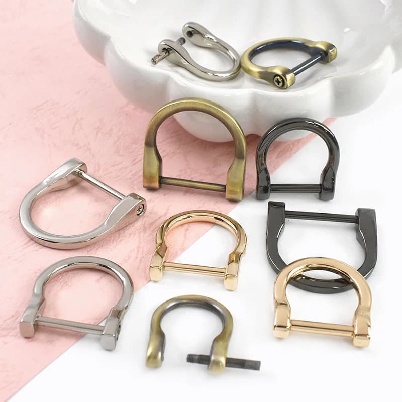 5/10 Piezas 14-25mm Hebilla en D Desmontable con Tornillo, Anillo en U Metálico para Coser, Ganchos para Colgar Bolsos, Cadenas, Asas de Cinturón,