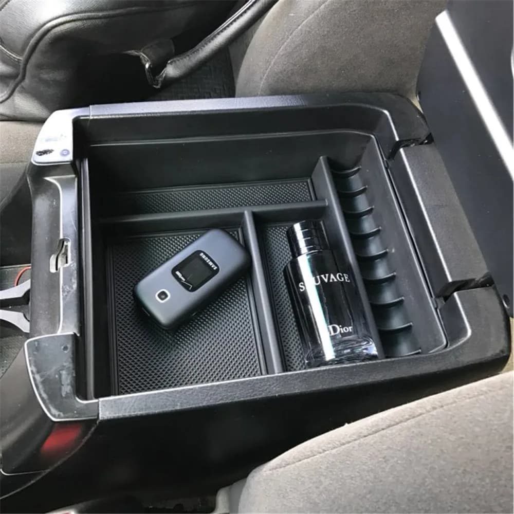 Caja de almacenamiento con reposabrazos para Toyota Land Cruiser Prado, contenedor de consola central con bandeja, J120 para modelos, 2004, 2005,