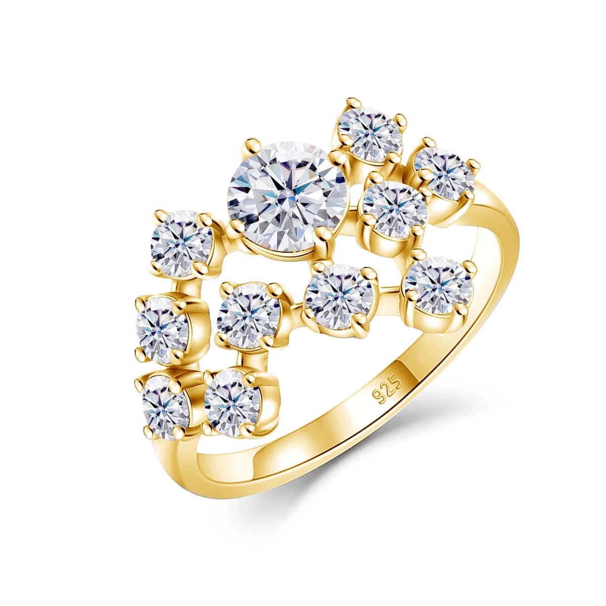Anillo de moissanita completo para mujer con certificación Szjinao, Total de 1,5 quilates, con muchas piedras, joyería de tendencia infinita de