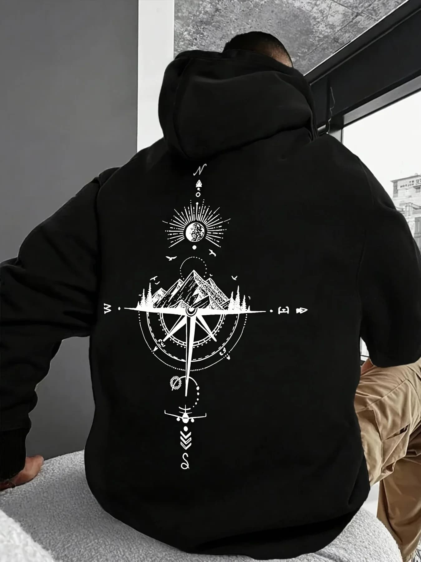 Sudadera con capucha holgada de forro polar con estampado de cielo estrellado para hombre y mujer, elección perfecta para las temporadas de otoño e