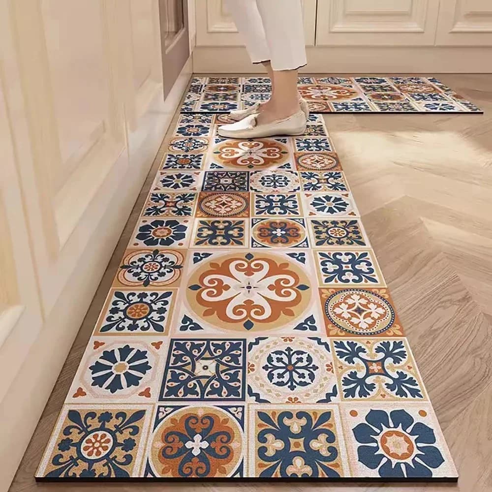 Alfombra de cocina con estampado absorbente, alfombra antideslizante para pasillo, alfombras largas para sala de estar, dormitorio, entrada, felpudo