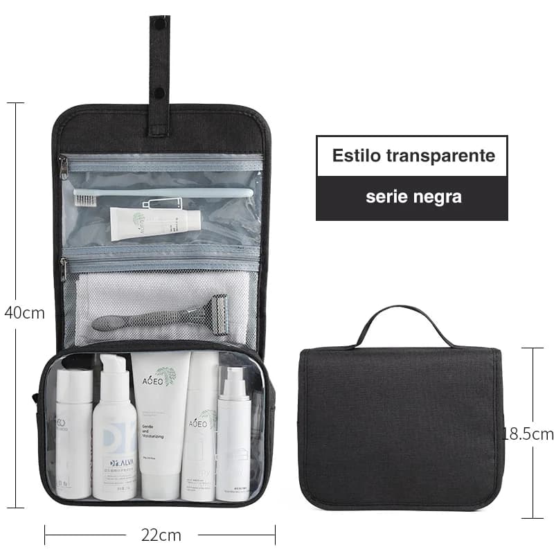 Bolsa de almacenamiento de cosméticos impermeable, bolsa de artículos de tocador plegable, separación seca y húmeda, viaje