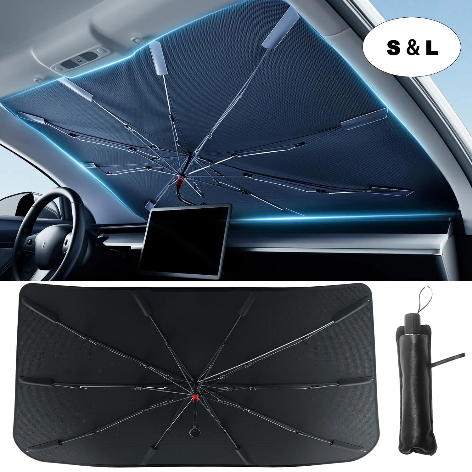 Parasol plegable para parabrisas de coche, cubierta ventana delantera bloqueo rayos UV, protección contra el calor, 2024 parasoles coches delantero