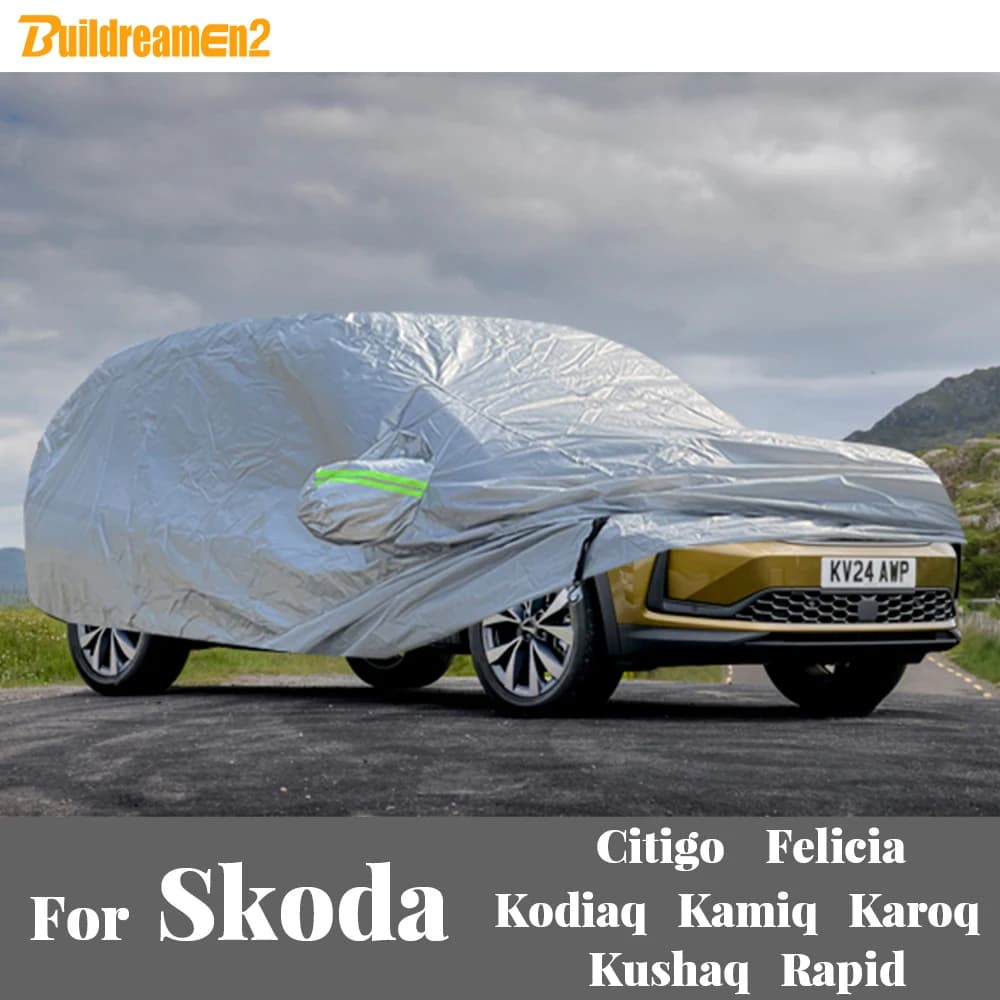 Cubierta de coche para exteriores, cubierta de protección contra el sol, nieve, lluvia y polvo, a prueba de viento para Skoda Citigo Felicia Kodiaq