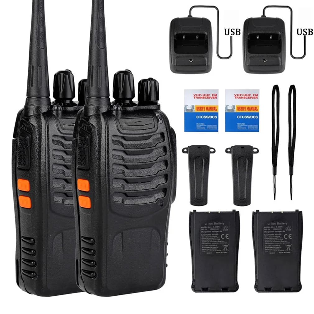 Caliente 2 uds para 8-8-E Walkie Talkie con auriculares Radio FM transceptor frecuencia de largo alcance USB recargable Walkie Talkie bidireccional