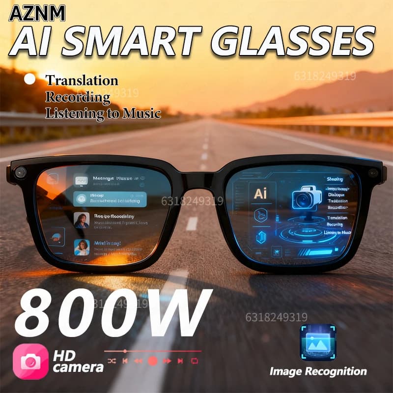 Gafas Inteligentes con IA 2026, Traducción por IA, Cámara HD de 8MP, Grabación de Imágenes 4K, Conversación, Escucha de Música