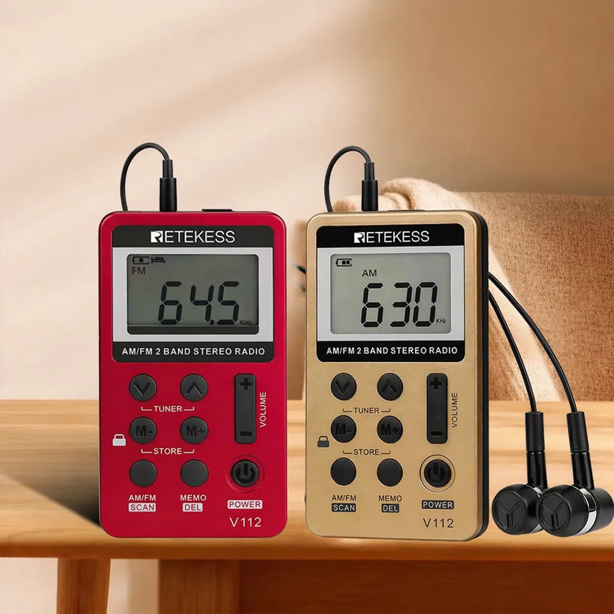 Retekess V112 Radio Mini receptor de Radio de bolsillo Radios portátiles AM FM recargable tiempo de sueño auricular para Walkman Go senderismo