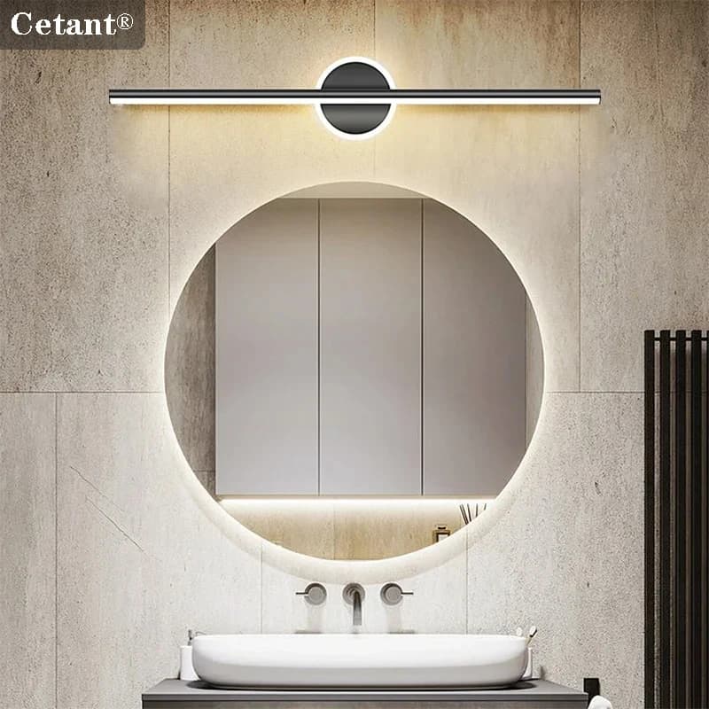 Lámpara de Pared LED Moderna, Luz de Espejo Negra, Lámpara de Baño, Lámpara de Tira Larga para Decoración del Hogar, Iluminación LED de