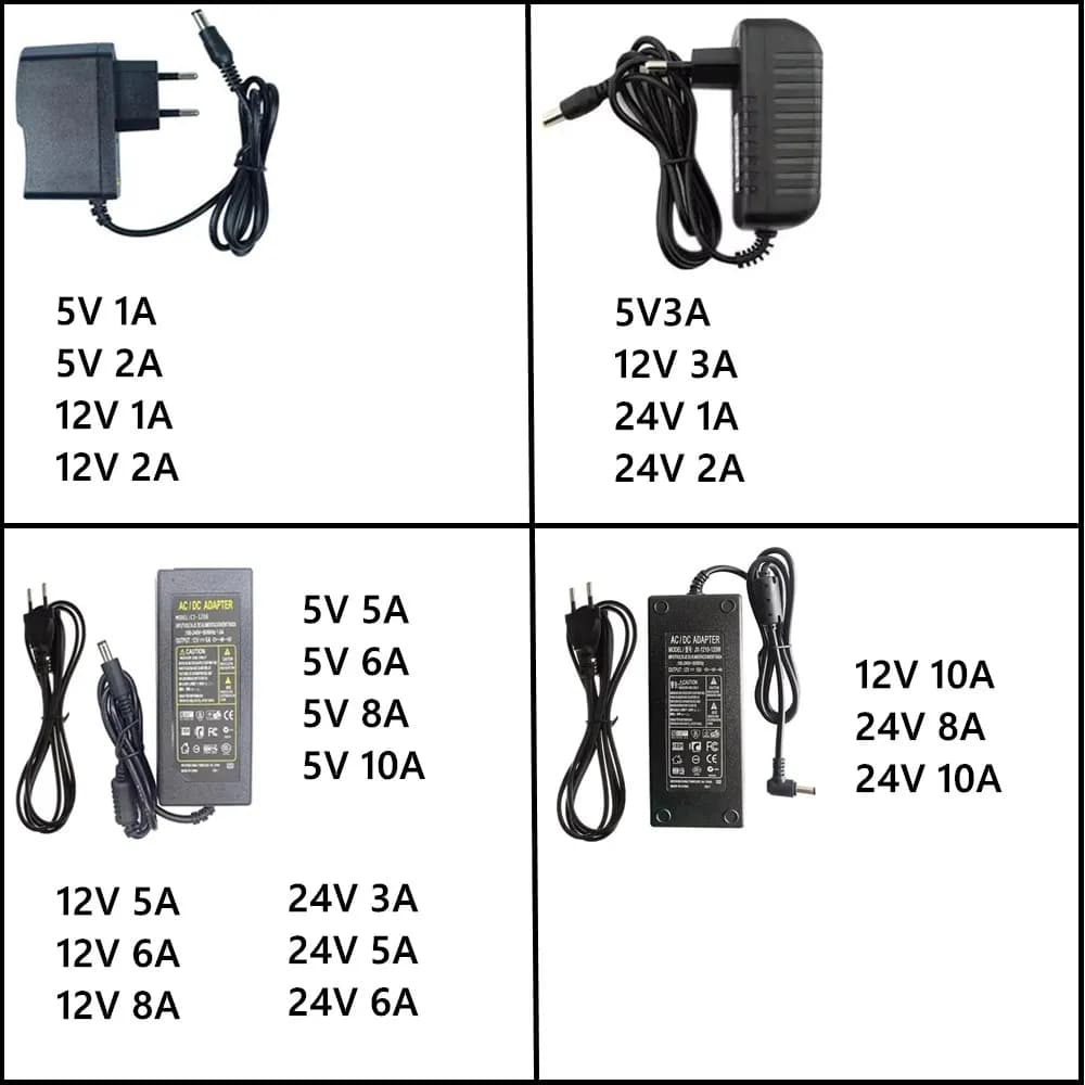 Adaptador de fuente de alimentación AC 220V a 5V 12V 24V 1A 2A 3A 5A 6A 8A 10A cargador adaptador de fuente de alimentación conmutada Universal 5 12