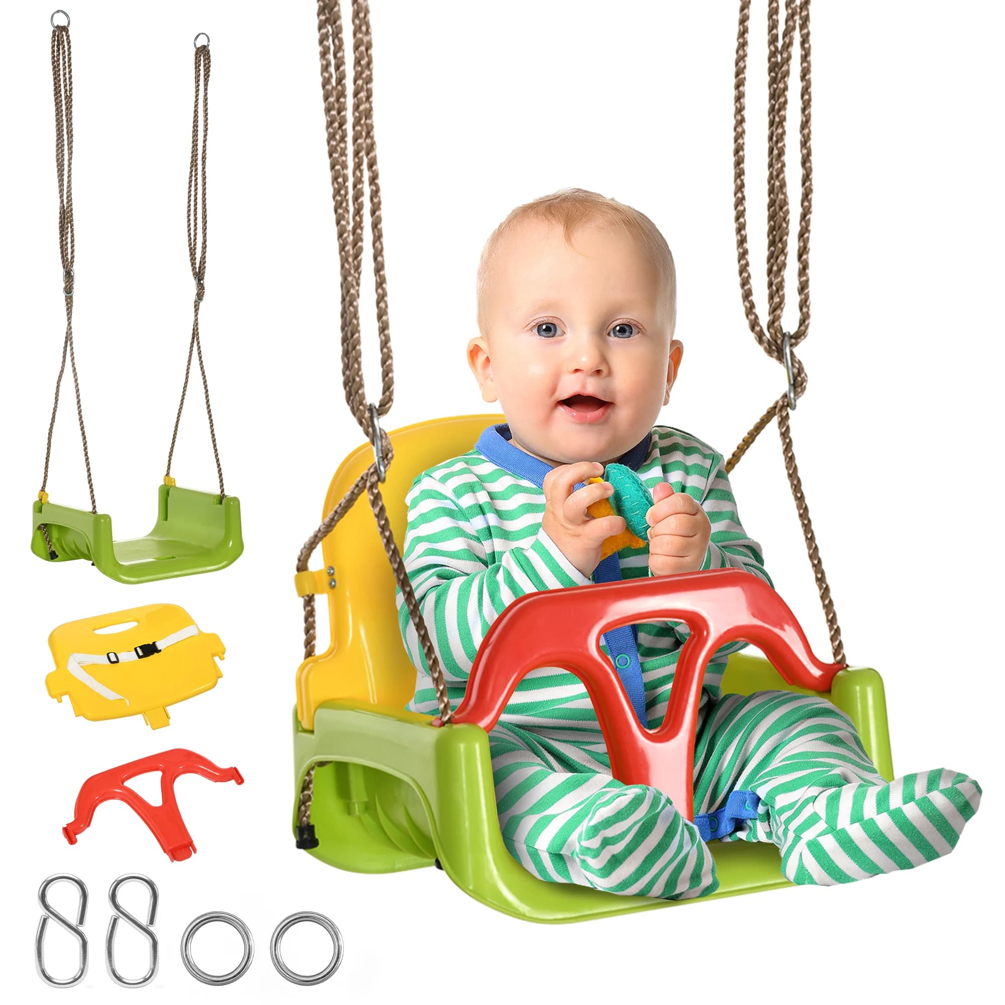 Outsunny Columpio para Bebés 3 en 1 con Respaldo Desmontable 42x33x120-180 cm
