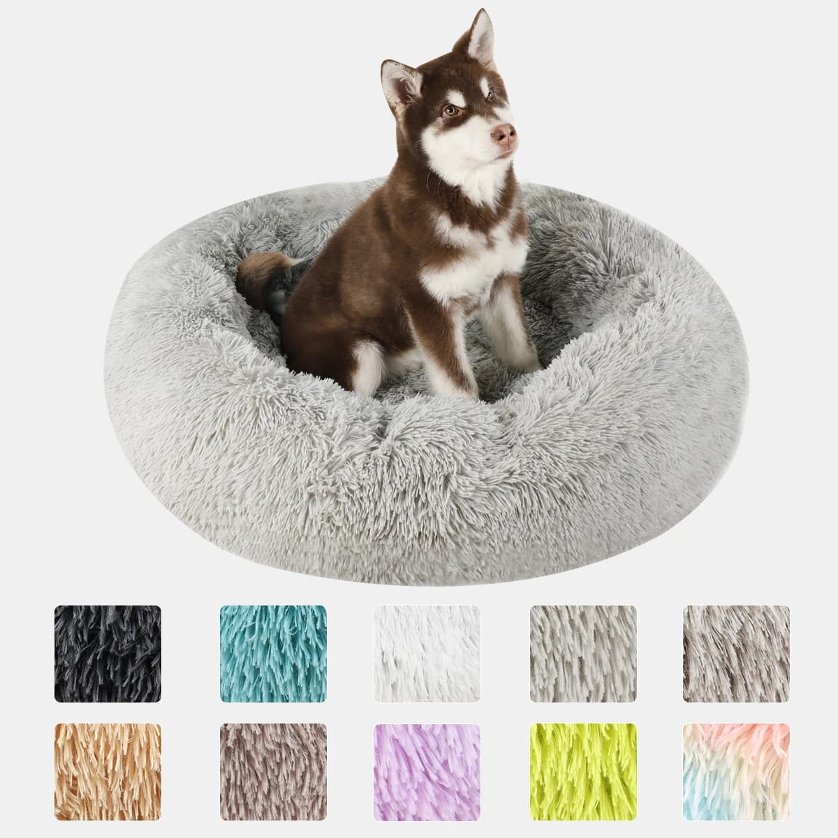 Cama para perro Donut, cesta redonda grande, camas de felpa de invierno para perros, accesorios medianos, perrera esponjosa, productos para cachorros