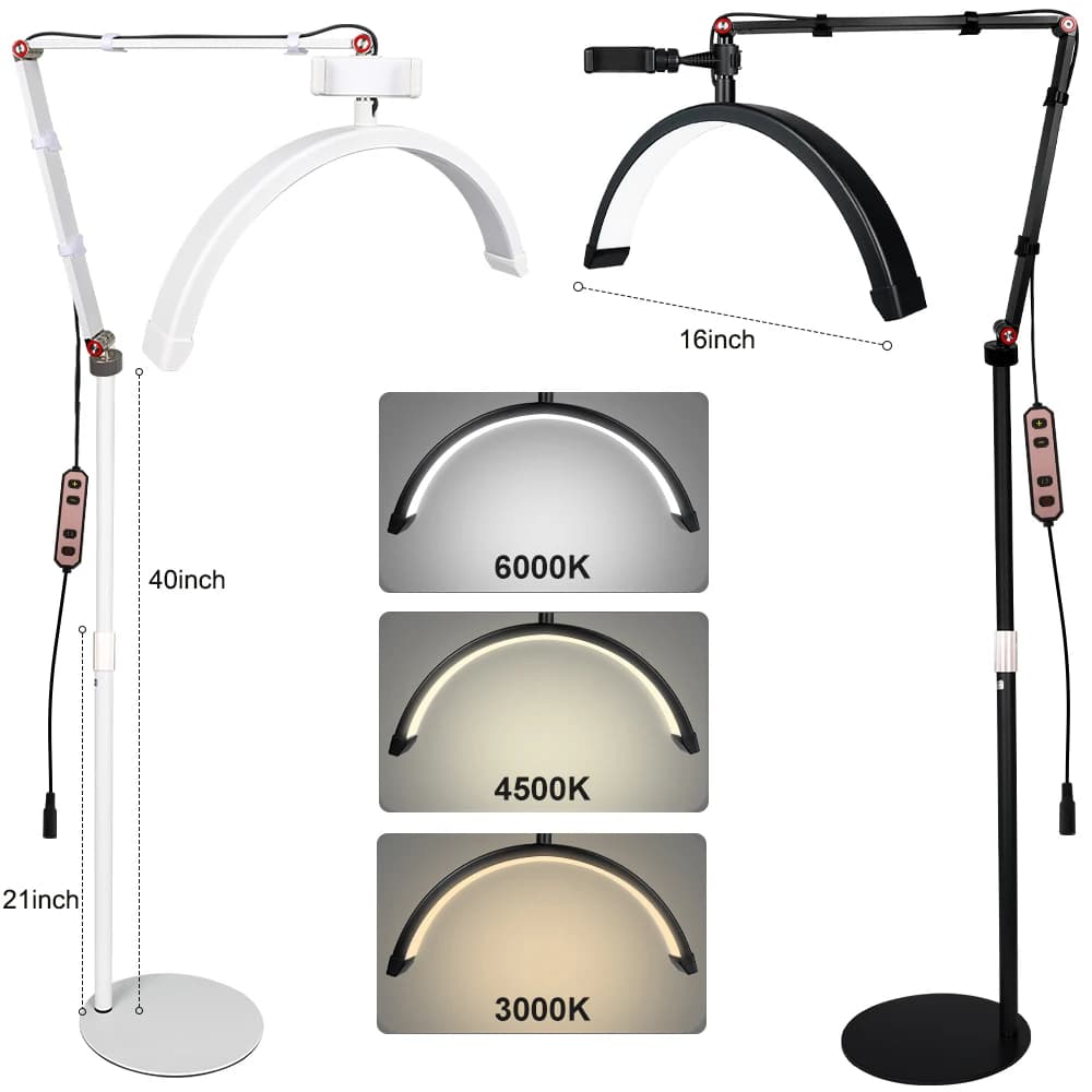 Lámpara de Anillo LED de 180 LED para Extensión de Pestañas, Esteticistas y Tatuadores, Luz LED de Media Luna con Clip para Teléfono, para