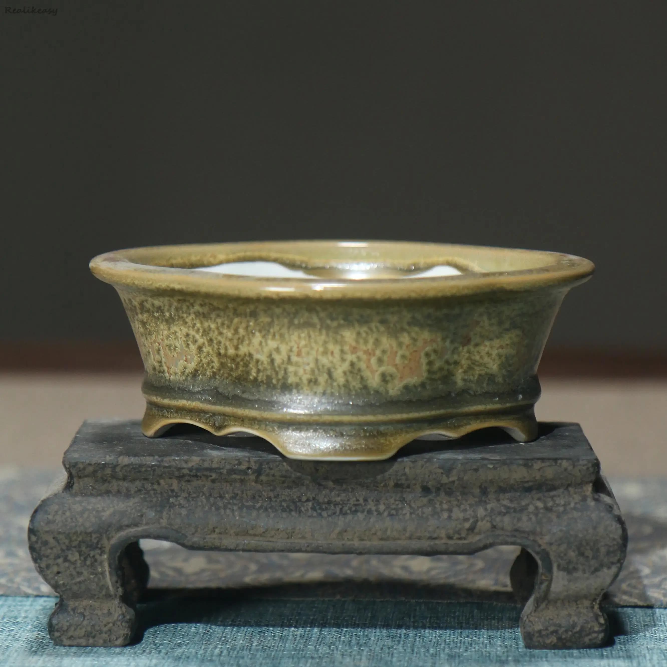 Maceta de arena púrpura creativa, maceta de cerámica esmaltada para bonsái, maceta pequeña para flores, maceta de flores suculentas japonesa,