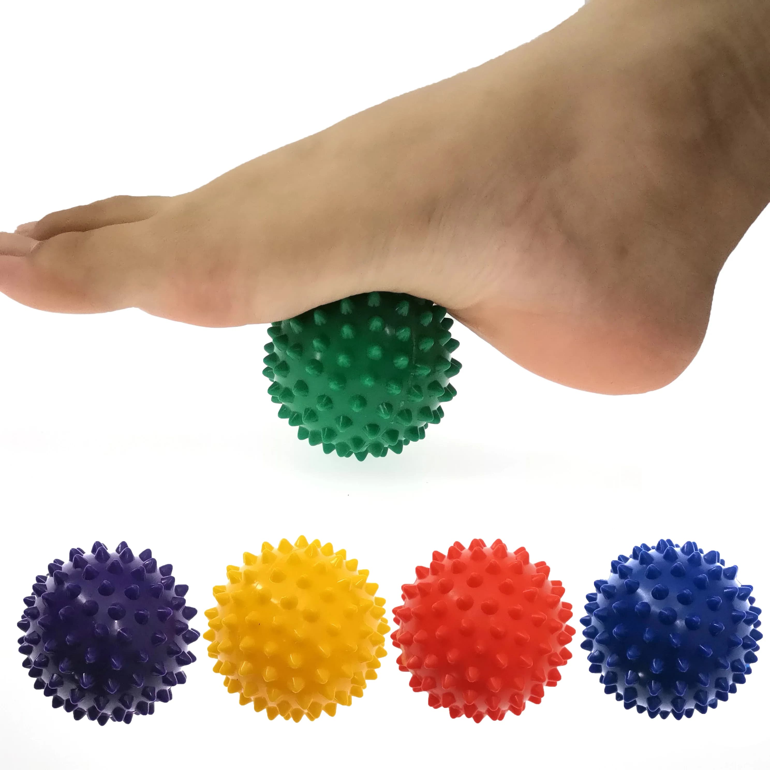 Pelota de Masaje con Púas de PVC Resistente, para Puntos de Activación, Deporte, Fitness, Alivio del Dolor de Manos y Pies, Alivio de la Fascitis
