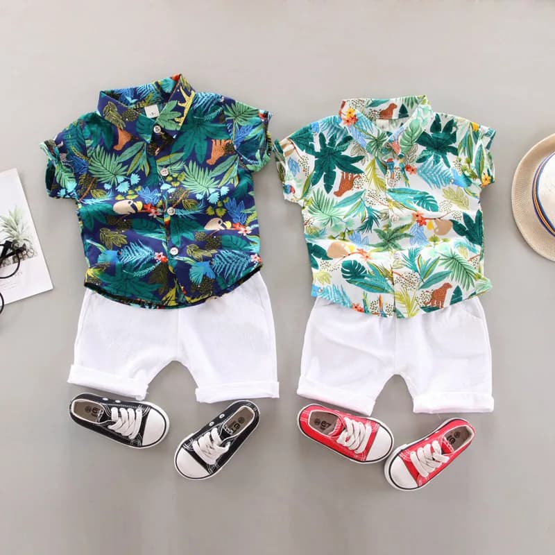 Ropa para bebé, ropa para bebé de 0 a 5 años, pantalones cortos de verano de manga corta, traje para bebé, camisa estampada, pantalones cortos
