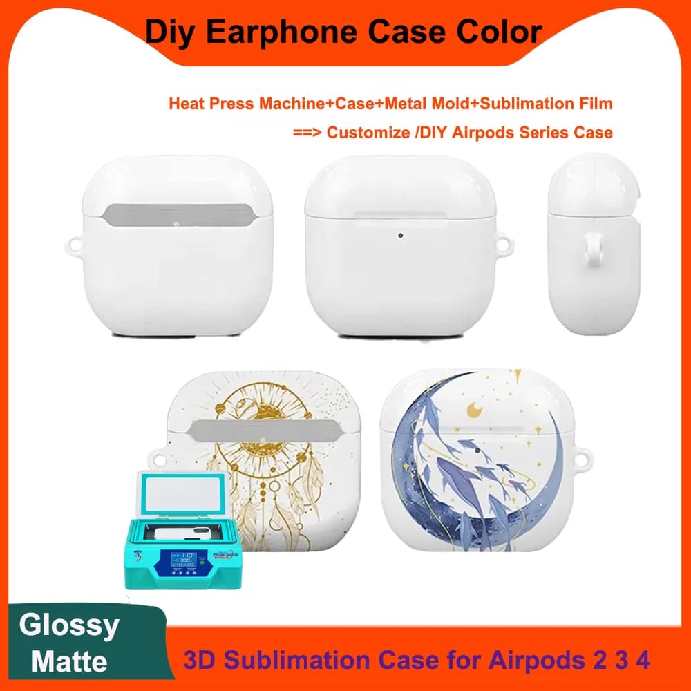 Funda de Sublimación 3D para Airpods 4 3 2 1, Impresión por Transferencia de Calor DIY, Funda para Auriculares, Molde de Impresión Personalizado