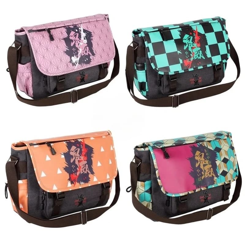 Bolso cruzado Tomioka Giyuu, bolso de hombro de gran capacidad Nezuko, bolso escolar de lona para estudiantes Tanjirou, regalo de vacaciones para