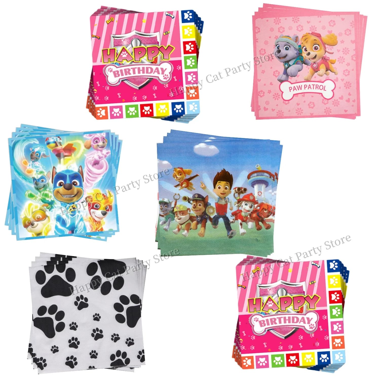 Servilletas de mesa de Paw Patrol, decoración de feliz cumpleaños, servilletas desechables de papel Paw Patrol Skye, toallitas de papel, recuerdos