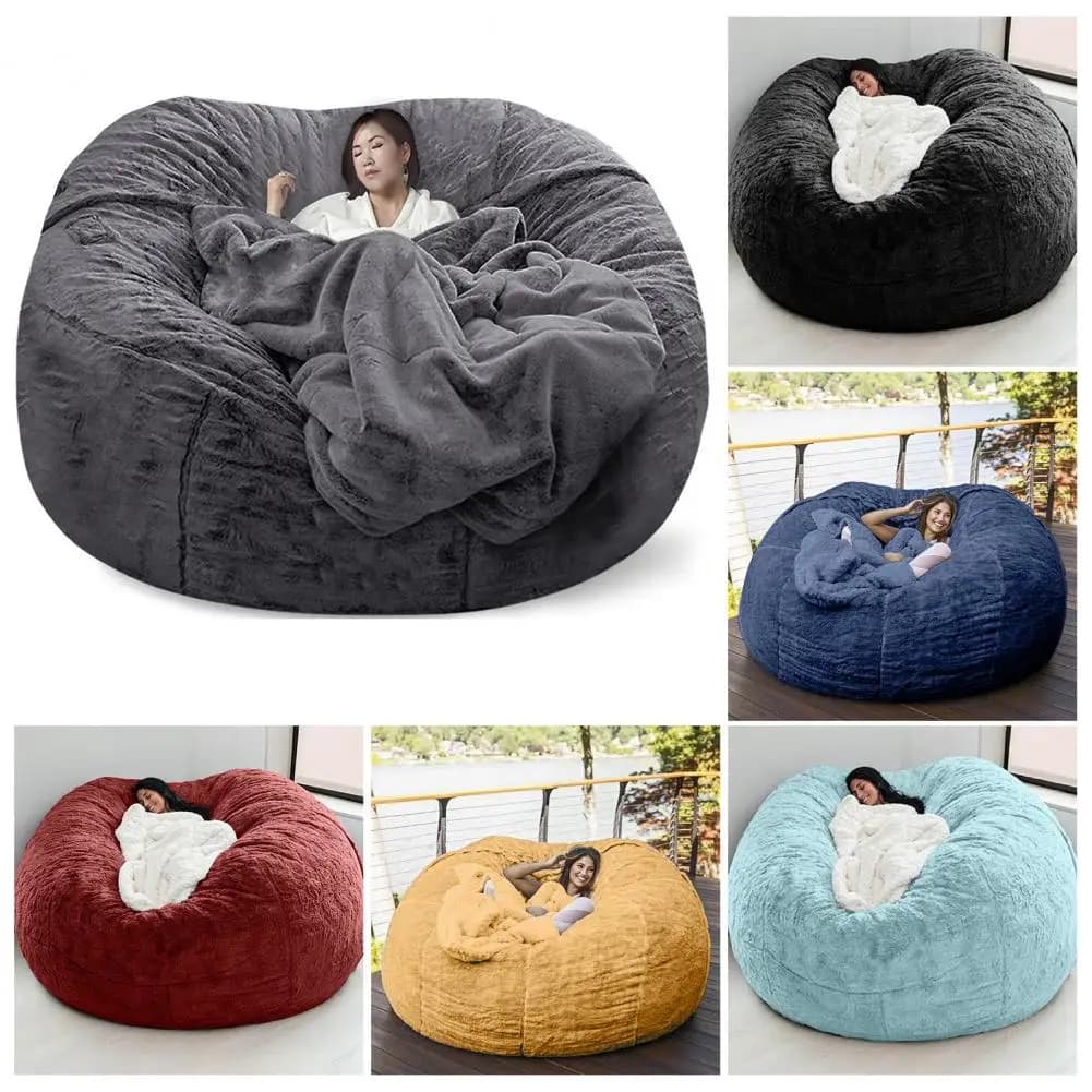 No relleno gris puf silla gigante puf sofá cama Puff futón asiento de habitación Tatami Relax salón muebles solo bolsa funda