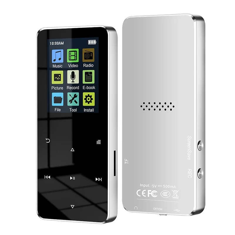 Reproductor de Mp3, reproductor de música MP4 de Metal de 2,0 pulgadas, HiFi, Bluetooth 5,0, tarjeta de soporte MP3, altavoz incorporado con