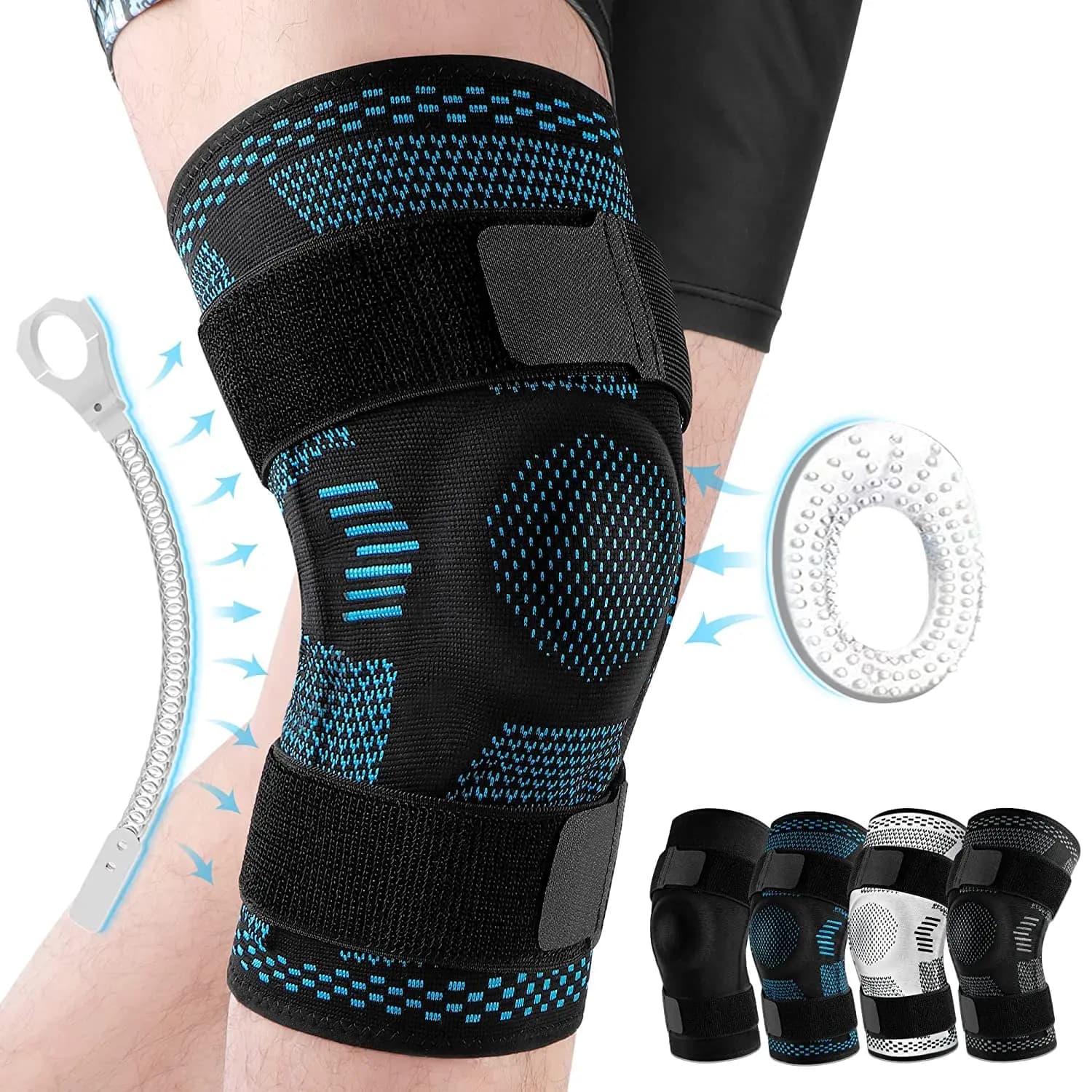 Rodilleras deportivas para el dolor de rodilla, recuperación de lesiones por desgarro de menisco con estabilizadores laterales, rodillera de Gel para