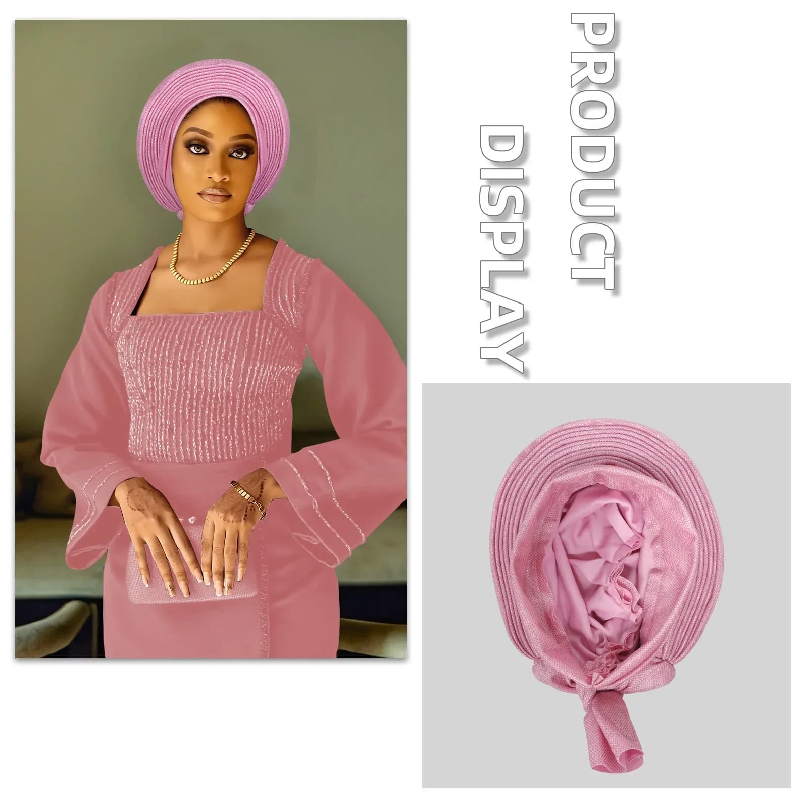 Gorro turbante plisado para mujer, africano, ya hecho, Auto Gele, envolturas para la cabeza para mujer, tocado nigeriano para mujer, sombrero,