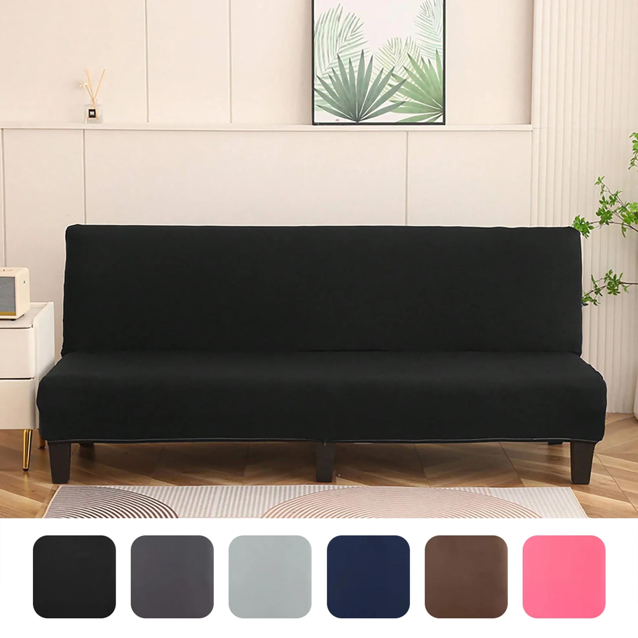 Funda para sofá cama de estilo minimalista, a prueba de polvo, alta elasticidad, seda de leche de Color sólido, adecuada para todas las estaciones,