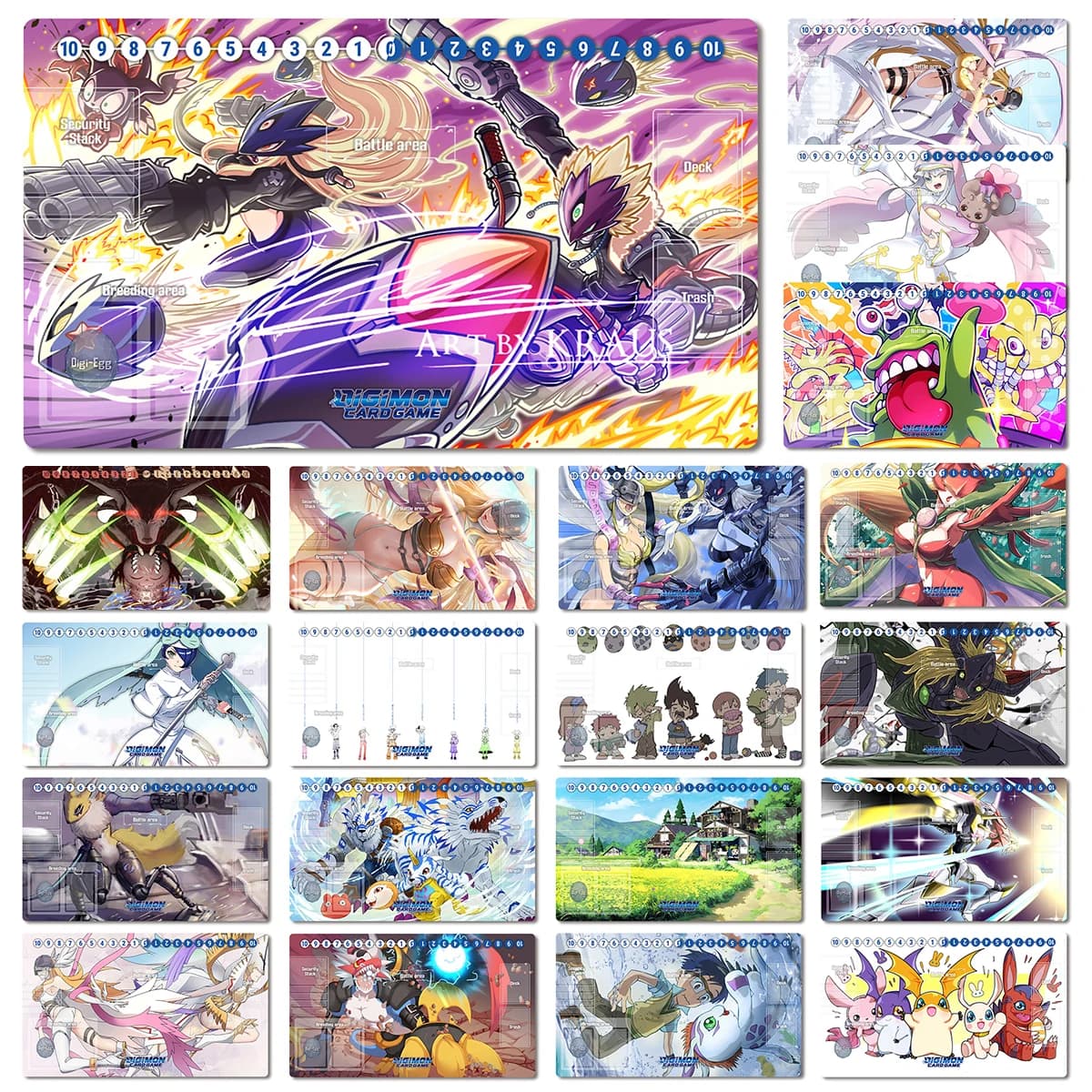 Digimon Playmat Sistermon Angewomon Beelzemon Numemon DTCG CCG Mat juego de mesa juego de cartas coleccionables alfombrilla de goma para ratón bolsa