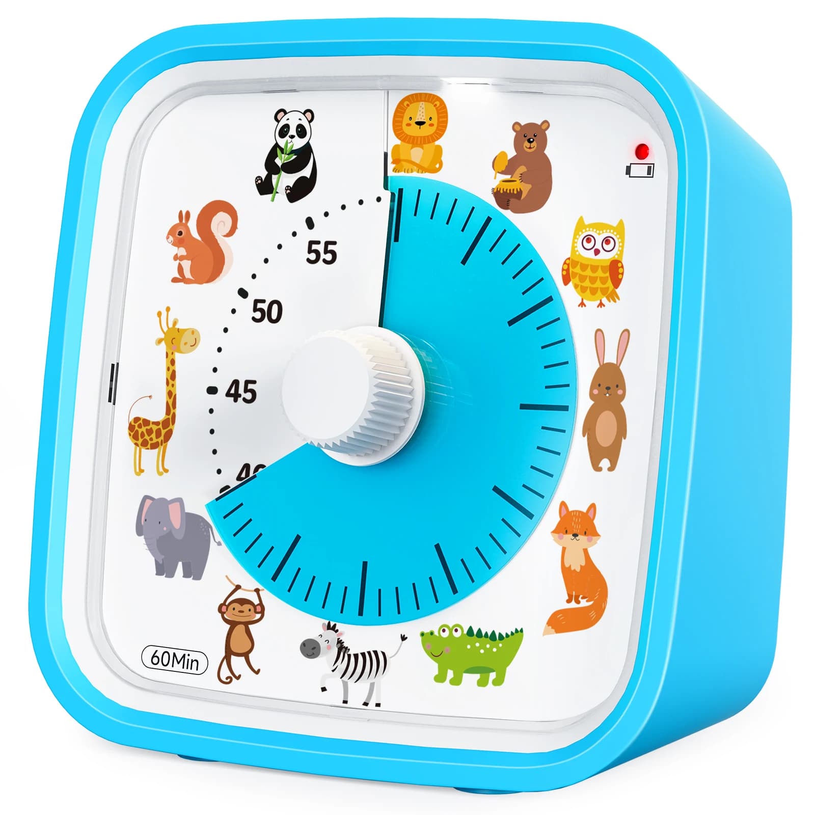 Temporizador visual con funda de silicona, temporizador de cuenta regresiva con esfera de animal terrestre con alarma opcional, gestión del tiempo