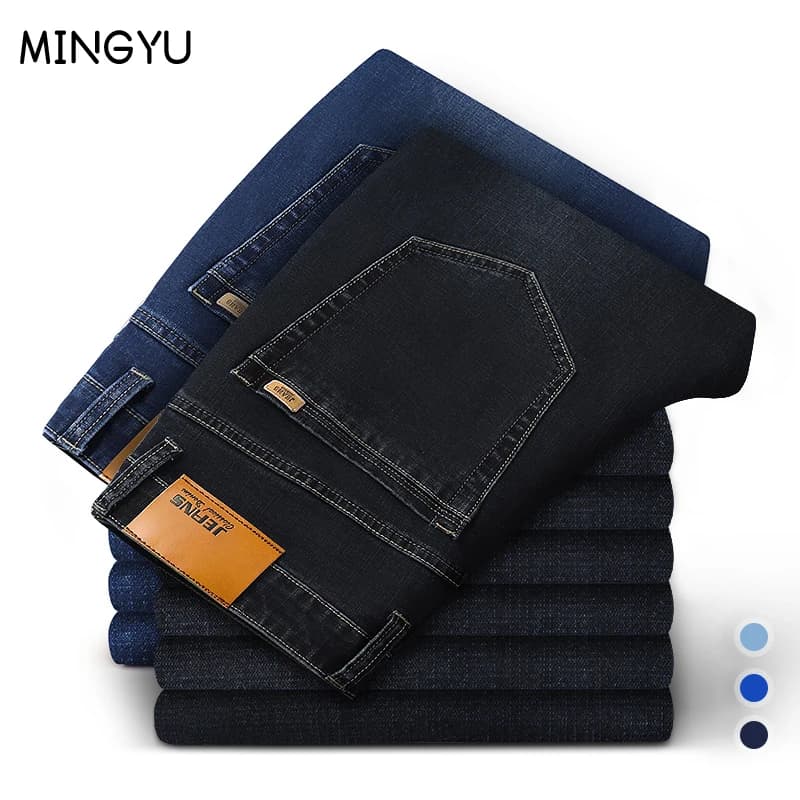 Pantalones vaqueros de algodón para hombre, ropa clásica de marca, monos, Pantalones rectos para hombre, talla grande negra 35 40 42 44 46