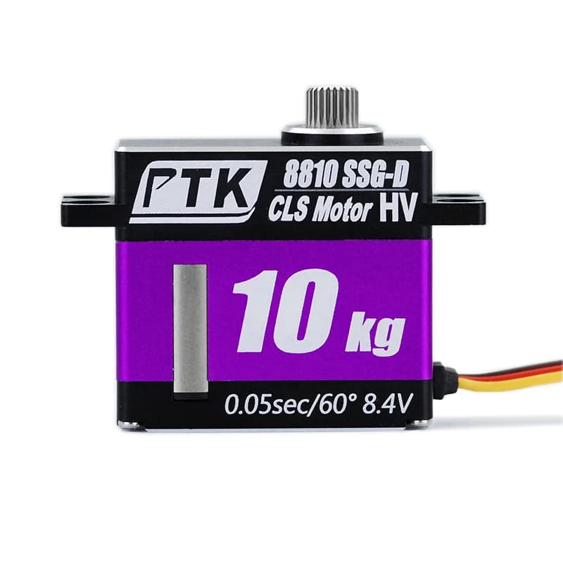Servo de Velocidad PTK 8810 MG-D10KG 8.4V Sin Núcleo para RC, Motor de Servo de Dirección con Engranaje de Acero Inoxidable, Servo de Programación