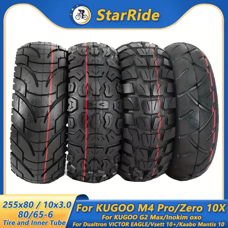 Neumático para Scooter Eléctrico de 10 Pulgadas 80/65-6 255x80 para Inokim oxo Kugoo M4 G1 Dualtron VICTOR EAGLE Speedway 4 Zero 10X Bike